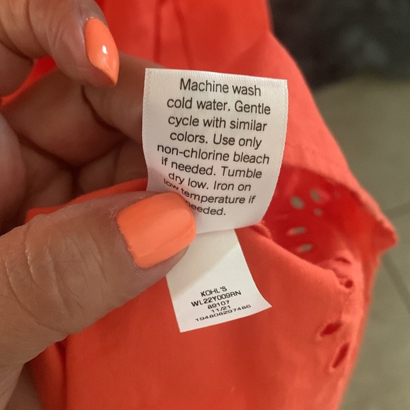 NWT LC Lauren Conrad Spanish Coral w eyelet & embroidered accent dress size L - Picture 6 of 6